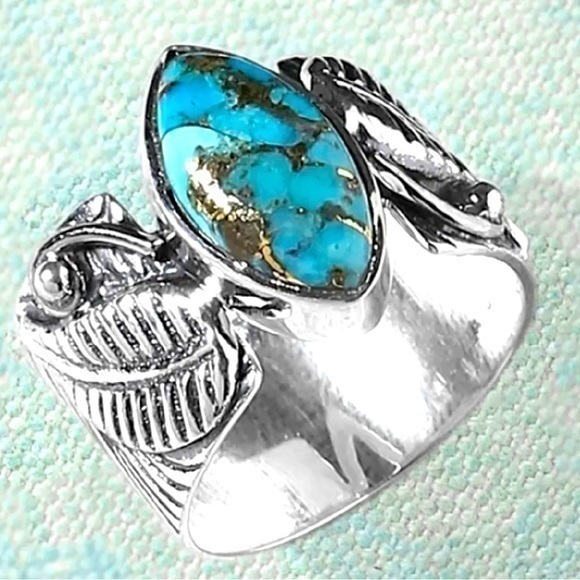 Silver Tone Turquoise Ring - Picture 1 of 6
